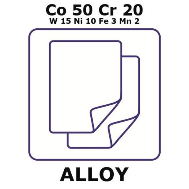 Cobalt-chromium-tungsten-nickel-iron-manganese alloy, Co50Cr20W15Ni10Fe3Mn2