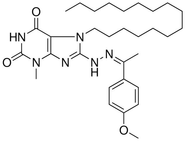 7-HEXADECYL-8-{(2Z)-2-[1-(4-METHOXYPHENYL)ETHYLIDENE]HYDRAZINO}-3-METHYL-3,7-DIHYDRO-1H-PURINE-2,6-DIONE