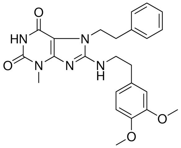 8-(2-(3,4-DIMETHOXY-PH)-ETHYLAMINO)-3-ME-7-PHENETHYL-3,7-2H-PURINE-2,6-DIONE