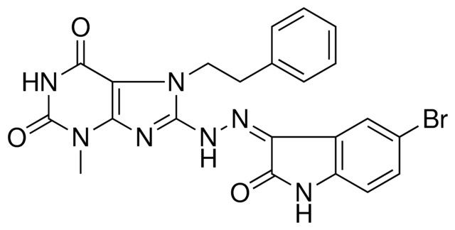 8-[(2Z)-2-(5-BROMO-2-OXO-1,2-DIHYDRO-3H-INDOL-3-YLIDENE)HYDRAZINO]-3-METHYL-7-(2-PHENYLETHYL)-3,7-DIHYDRO-1H-PURINE-2,6-DIONE