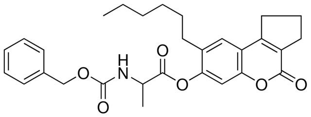 8-HEXYL-4-OXO-1,2,3,4-TETRAHYDROCYCLOPENTA[C]CHROMEN-7-YL 2-{[(BENZYLOXY)CARBONYL]AMINO}PROPANOATE