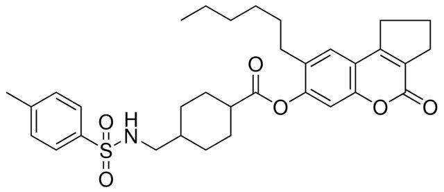 8-HEXYL-4-OXO-1,2,3,4-TETRAHYDROCYCLOPENTA[C]CHROMEN-7-YL 4-({[(4-METHYLPHENYL)SULFONYL]AMINO}METHYL)CYCLOHEXANECARBOXYLATE