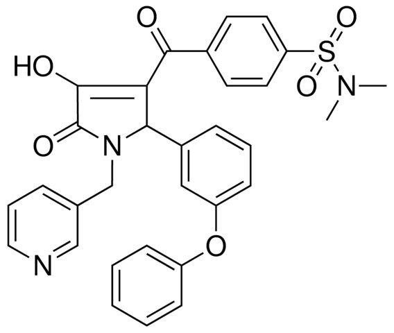 4-{[4-HYDROXY-5-OXO-2-(3-PHENOXYPHENYL)-1-(3-PYRIDINYLMETHYL)-2,5-DIHYDRO-1H-PYRROL-3-YL]CARBONYL}-N,N-DIMETHYLBENZENESULFONAMIDE