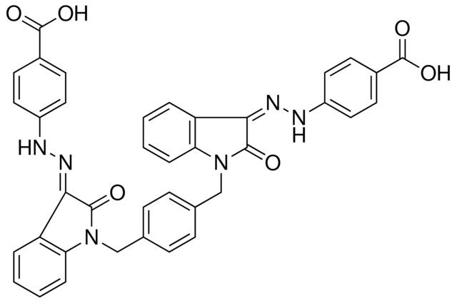 4-((2Z)-2-{1-[4-({(3E)-3-[(4-CARBOXYPHENYL)HYDRAZONO]-2-OXO-2,3-DIHYDRO-1H-INDOL-1-YL}METHYL)BENZYL]-2-OXO-1,2-DIHYDRO-3H-INDOL-3-YLIDENE}HYDRAZINO)BENZOIC ACID