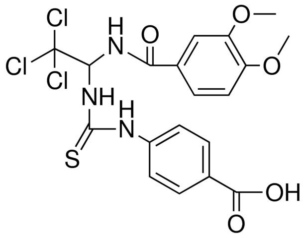 4-(3-(2,2,2-TRICHLORO-1-(3,4-DI-MEO-BENZOYLAMINO)-ET)-THIOUREIDO)-BENZOIC ACID