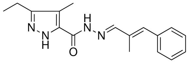 3-ET-4-ME-N'-(2-METHYL-3-PHENYL-2-PROPENYLIDENE)-1H-PYRAZOLE-5-CARBOHYDRAZIDE