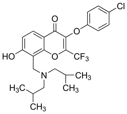 3-(4-Chlorophenoxy)-8-[(diisobutylamino)methyl]-7-hydroxy-2-(trifluoromethyl)-4<i>H</i>-chromen-4-one