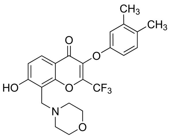 3-(3,4-Dimethylphenoxy)-7-hydroxy-8-(4-morpholinylmethyl)-2-(trifluoromethyl)-4<i>H</i>-chromen-4-one