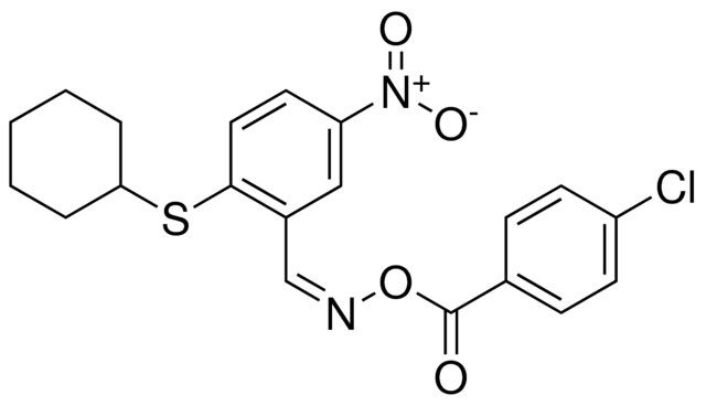 2-(CYCLOHEXYLSULFANYL)-5-NITROBENZALDEHYDE O-(4-CHLOROBENZOYL)OXIME