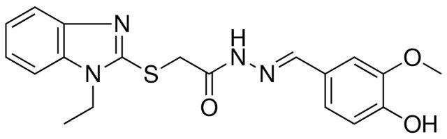 2-[(1-ETHYL-1H-BENZIMIDAZOL-2-YL)SULFANYL]-N'-[(E)-(4-HYDROXY-3-METHOXYPHENYL)METHYLIDENE]ACETOHYDRAZIDE