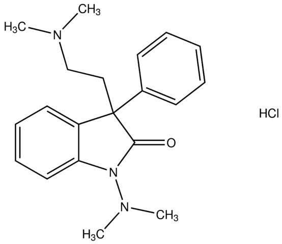 1-(dimethylamino)-3-[2-(dimethylamino)ethyl]-3-phenyl-1,3-dihydro-2H-indol-2-one hydrochloride