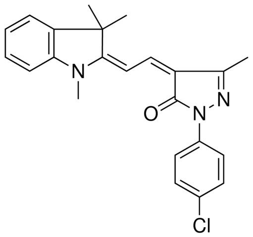 (4Z)-2-(4-CHLOROPHENYL)-5-METHYL-4-[(2E)-2-(1,3,3-TRIMETHYL-1,3-DIHYDRO-2H-INDOL-2-YLIDENE)ETHYLIDENE]-2,4-DIHYDRO-3H-PYRAZOL-3-ONE