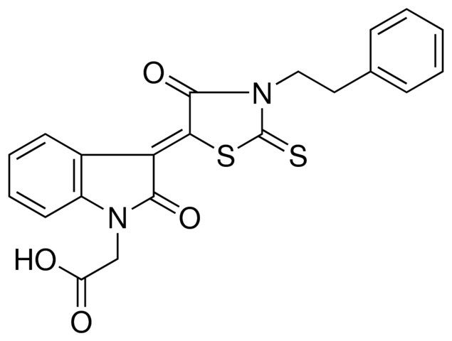 {(3Z)-2-OXO-3-[4-OXO-3-(2-PHENYLETHYL)-2-THIOXO-1,3-THIAZOLIDIN-5-YLIDENE]-2,3-DIHYDRO-1H-INDOL-1-YL}ACETIC ACID