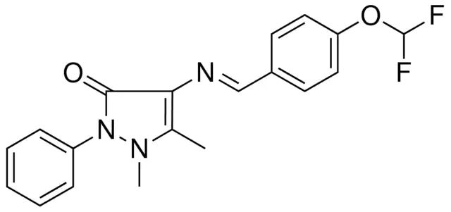 4-((4-DIFLUOROMETHOXY-BENZYLIDENE)-AMINO)-1,5-DIMETHYL-2-PH-1,2-2H-PYRAZOL-3-ONE