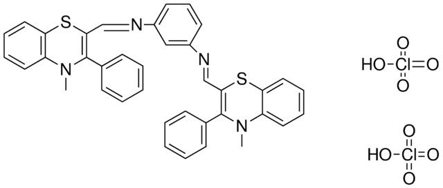 PERCHLORIC ACID COMPOUND WITH N(1)-[(4-METHYL-3-PHENYL-4H-1,4-BENZOTHIAZIN-2-YL)METHYLENE]-N(3)-[(E)-(4-METHYL-3-PHENYL-4H-1,4-BENZOTHIAZIN-2-YL)METHYLIDENE]-1,3-BENZENEDIAMINE