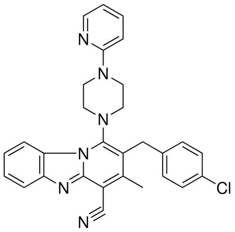 2-(4-CHLOROBENZYL)-3-METHYL-1-[4-(2-PYRIDINYL)-1-PIPERAZINYL]PYRIDO[1,2-A]BENZIMIDAZOLE-4-CARBONITRILE