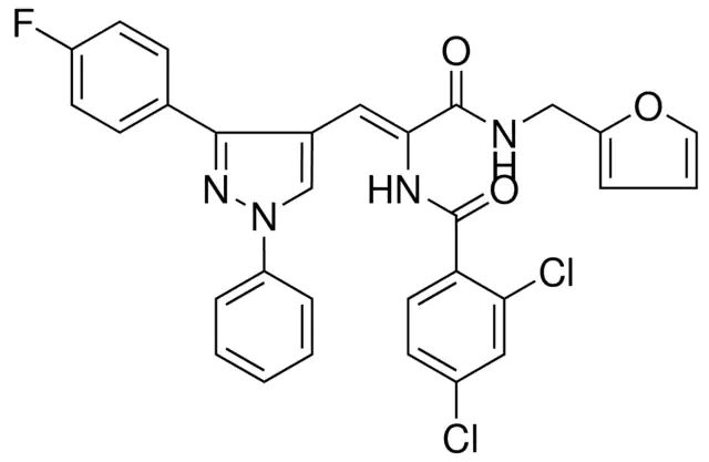 2,4-DICHLORO-N-((Z)-2-[3-(4-FLUOROPHENYL)-1-PHENYL-1H-PYRAZOL-4-YL]-1-{[(2-FURYLMETHYL)AMINO]CARBONYL}ETHENYL)BENZAMIDE
