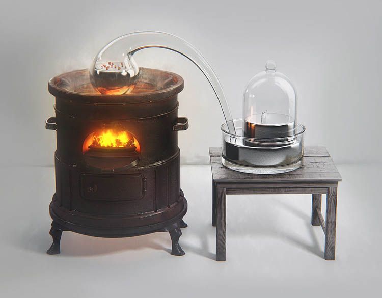拉瓦锡水银氧化实验装置(Lavoisier's Apparatus for Studying Mercury Oxidation in Closed Environment) 拉瓦锡水银氧化实验装置(Lavoisier's Apparatus for Studying Mercury Oxidation in Closed Environment)
