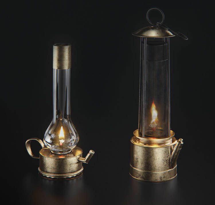 戴维安全灯(Davy's Safety Lamps),1816(左)/1818(右) 戴维安全灯(Davy's Safety Lamps),1816(左)/1818(右)