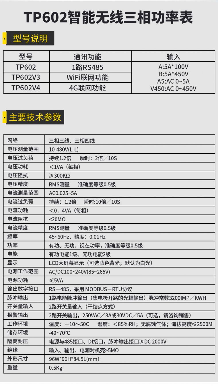 智能无线三相功率表
