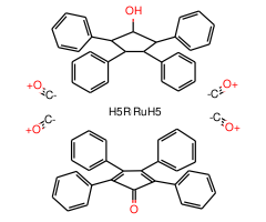 1-Hydroxytetraphenylcyclopentadienyl(tetraphenyl-2,4-cyclopentadien-1-one)-mu-hydrotetracarbonyldiruthenium(II)